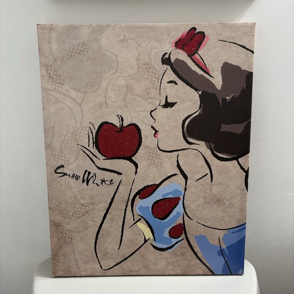 Disney Artissimo Princess Snow White 16x20 Canvas Wall Hanging Glitter